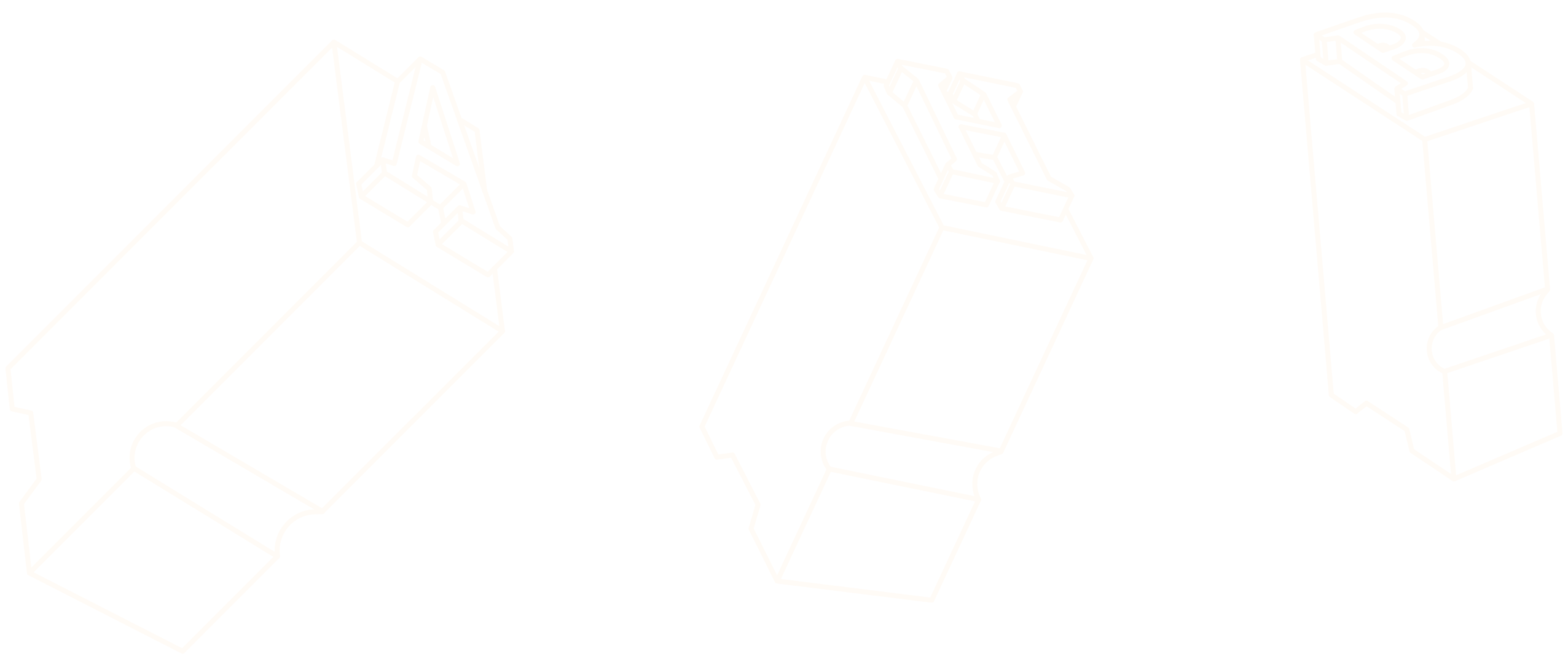 Line drawings of metal moveable type characters A, B, and H